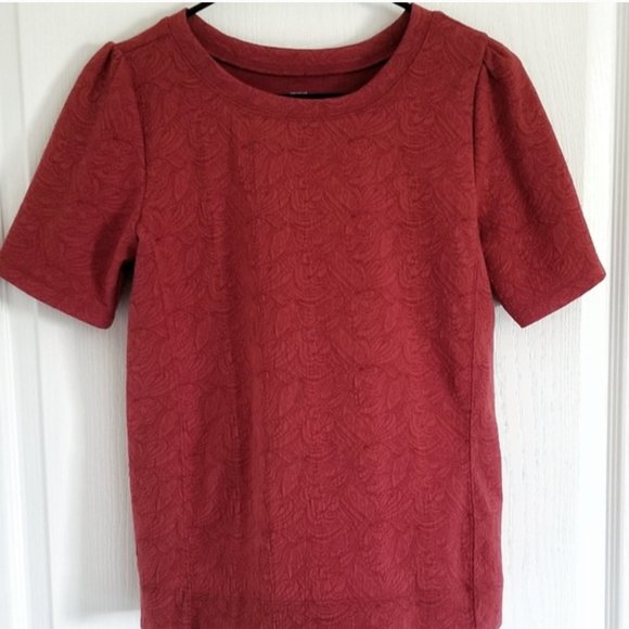 LOFT Red Orange Textured Knit Top - Picture 2 of 9